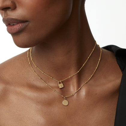 Gold Mini Disc Necklace With Bead Chain